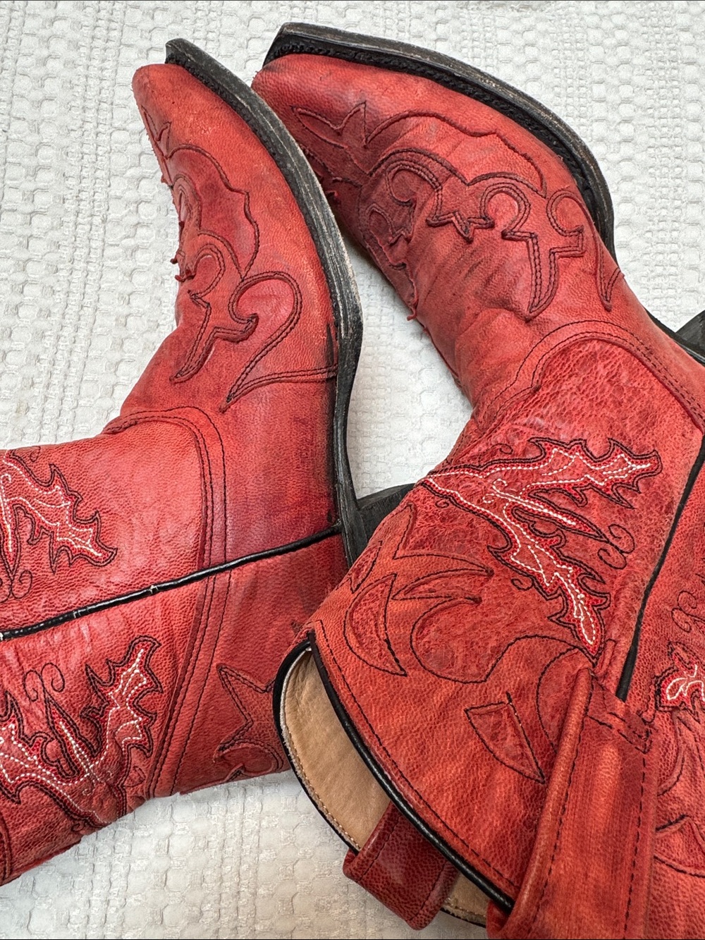 Stetson Embroidered Western Cowboy Boots Red - Picture 6 of 8